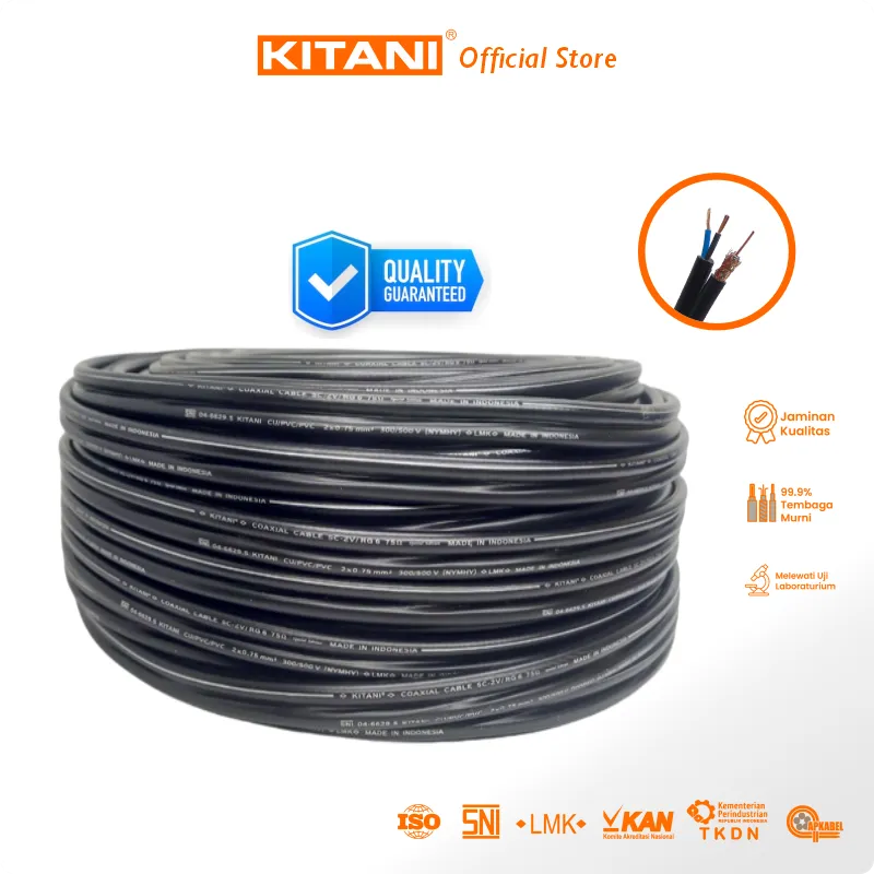 Kabel Antena CCTV Coaxial RG6 Plus Hitam - Kabel Elektronik (Kabel TV, Kabel Antena) SNI