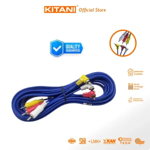 Kabel Jack RCA 3 Way 3 Meteran - Kabel Audio Video untuk speaker sound - Kabel Elektronik terbaik dan SNI